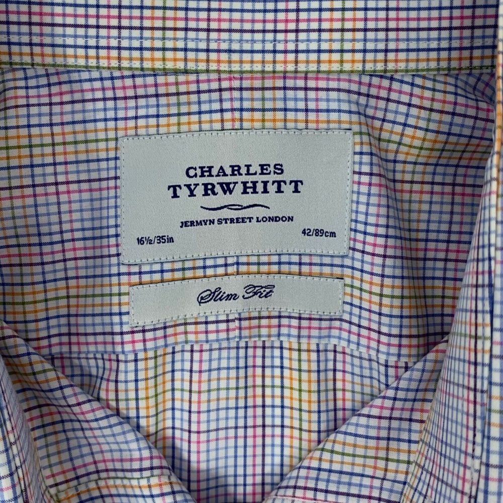 Charles Tyrwhitt Multi Color Check Slim Fit Men's Shirt Neck 16 1/2" Sleeve 35 - Picture 2 of 6